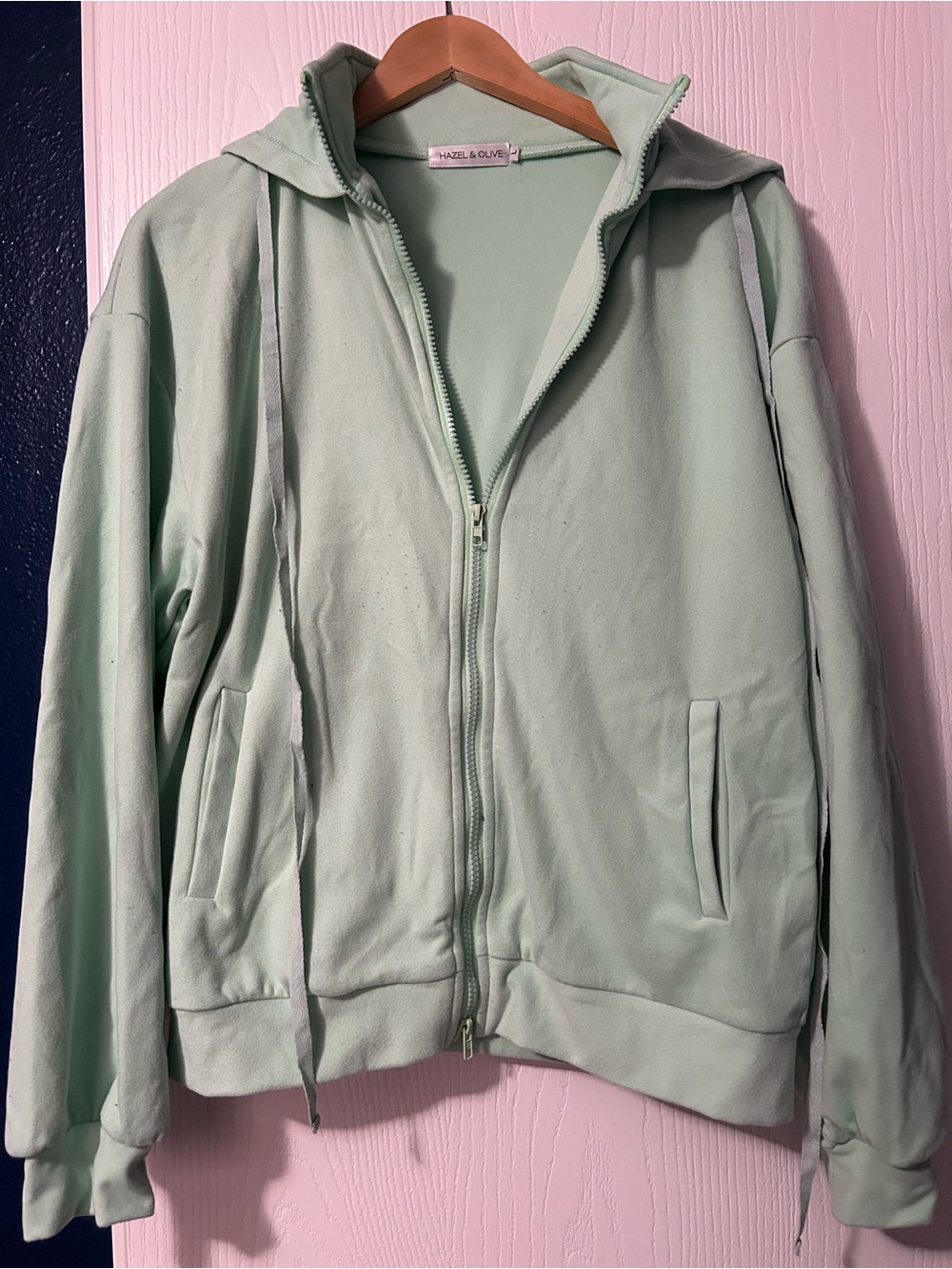 Mint Green Hooded Bomber Jacket set with jogger pants.